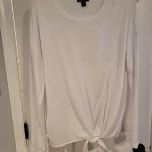 White, long sleeve tie bottom Summer top